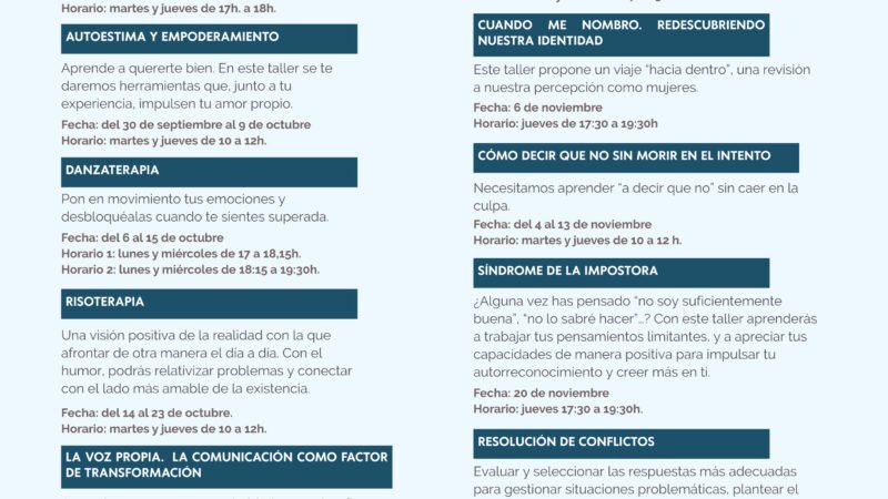 Programa de Talleres para Mujeres de Igualdad enfocado en autoconocimiento y desarrollo personal