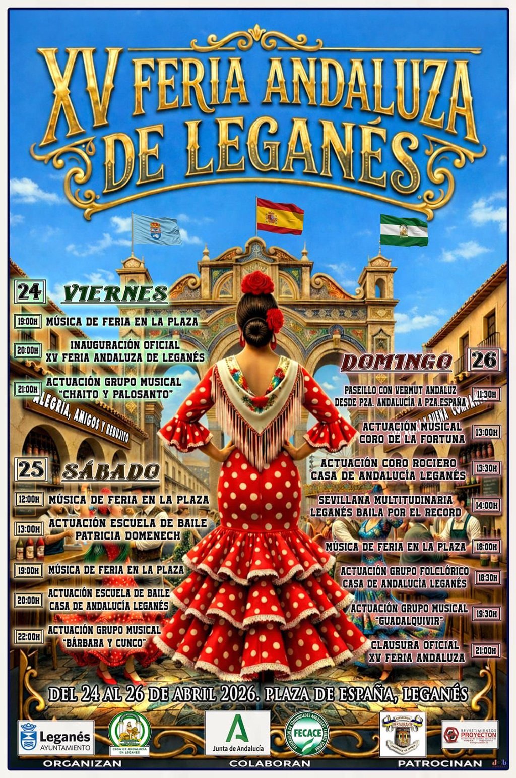 XV Feria Andaluza llenará de alegría la Plaza de España de Leganés del 24 al 26 de abril